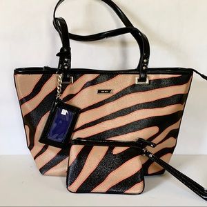Nine West Animal Print Tote And Pouch